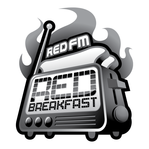 RedFM Red Breakfast Black & White Logo PNG Vector