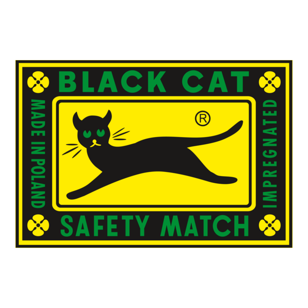Black Cat Safety Match Logo PNG Vector