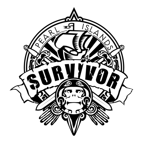 Survivor Pearl Islands (B&W) Logo PNG Vector