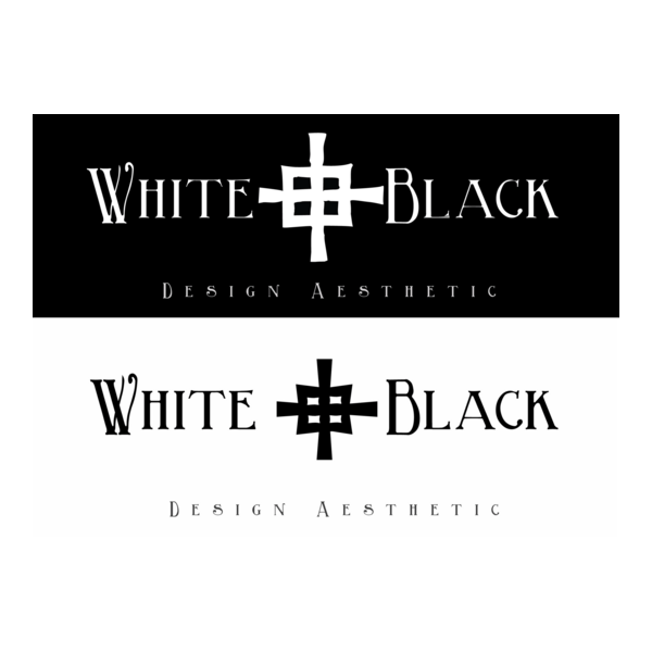 White and Black Design Aesthetic Logo PNG Vector