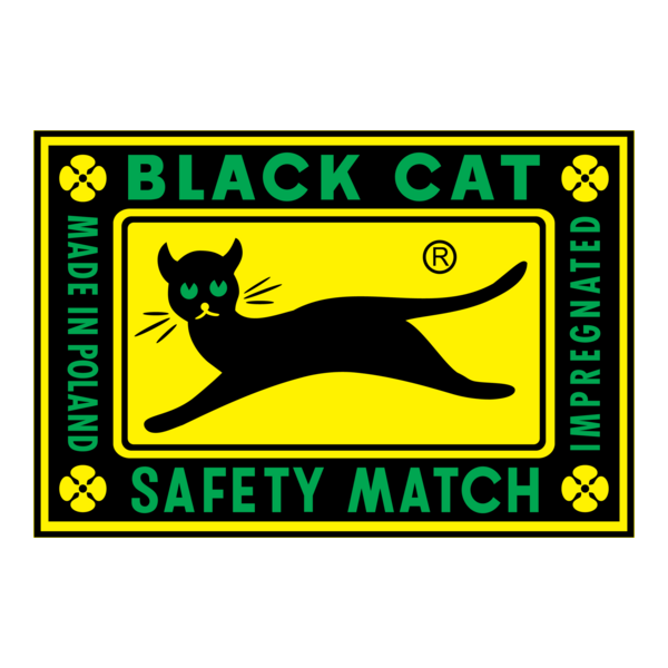 Black Cat Safety Match Logo PNG Vector