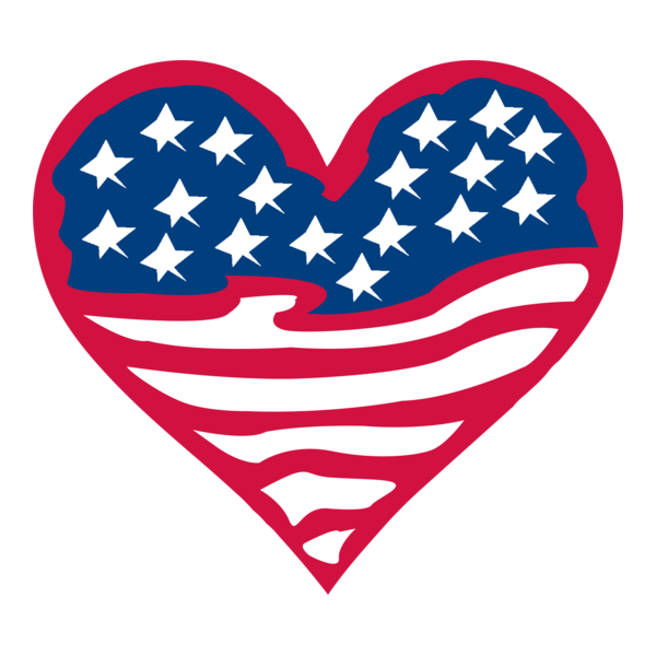 American Flag Heart Logo PNG Vector