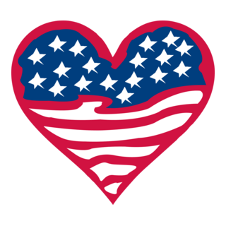 American Flag Heart Logo PNG Vector