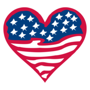 American Flag Heart Logo PNG Vector