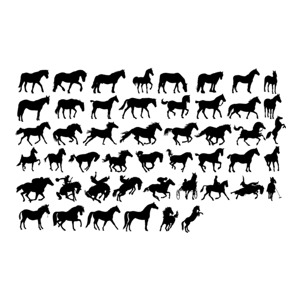 Horses Silhouettes Logo PNG Vector