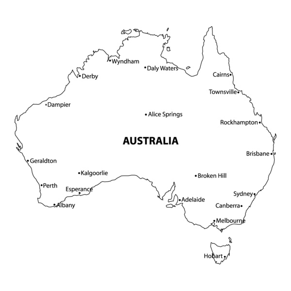 MAP OF AUSTRALIA WITH CITIES Logo PNG Vector