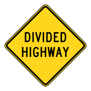 DIVIDED HIGHWAY ROAD SIGN Logo PNG Vector
