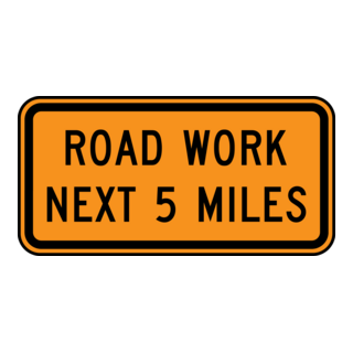 ROAD WORK NEXT 5 MILES SIGN Logo PNG Vector
