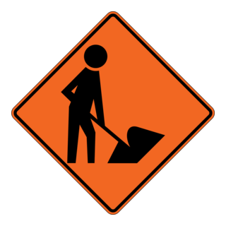 ROAD WORKS ROAD SIGN Logo PNG Vector