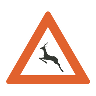 WILD ANIMALS ON THE ROAD SIGN Logo PNG Vector