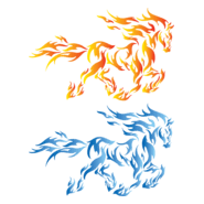 Blue fire horse Logo PNG Vector