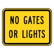 NO GATES OR LIGHTS ROAD SIGN Logo PNG Vector