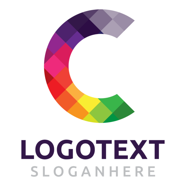 Colorful checkered C Logo PNG Vector