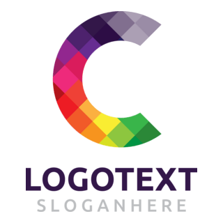 Colorful checkered C Logo PNG Vector