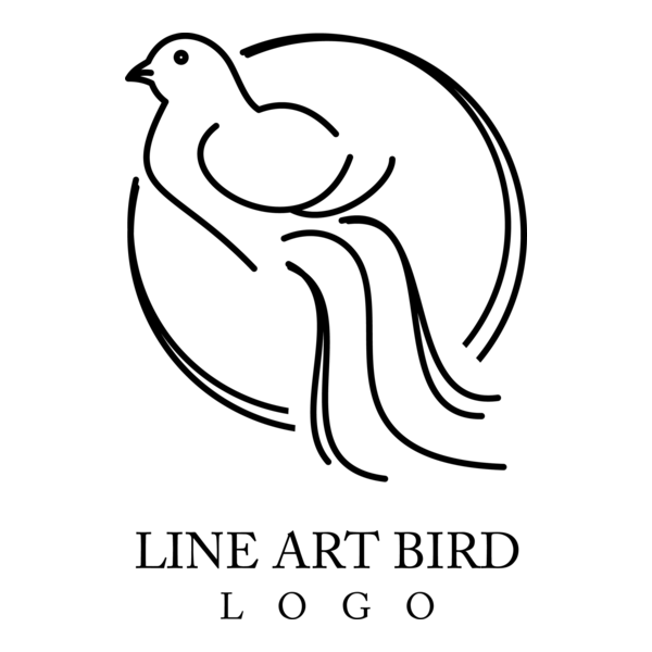 Bird Line Art Logo PNG Vector