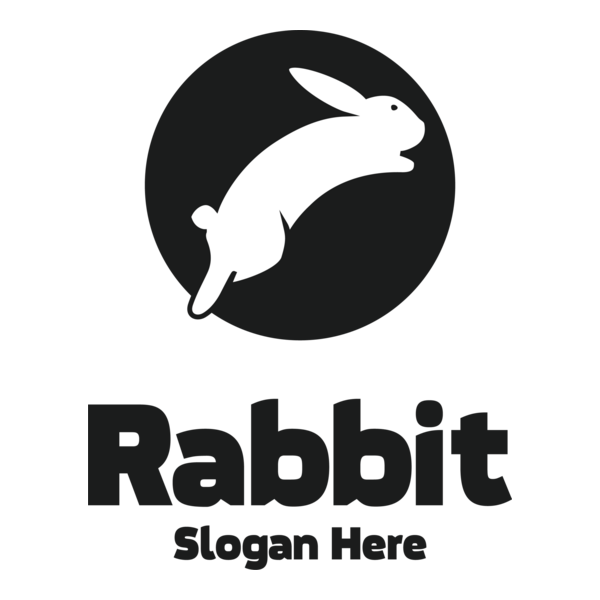 Black & White Rabbit Logo PNG Vector