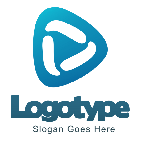 Blue Rounded Triangle Logo PNG Vector