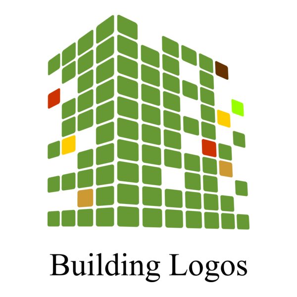 Pixel Green Building Construction Logo PNG Vector