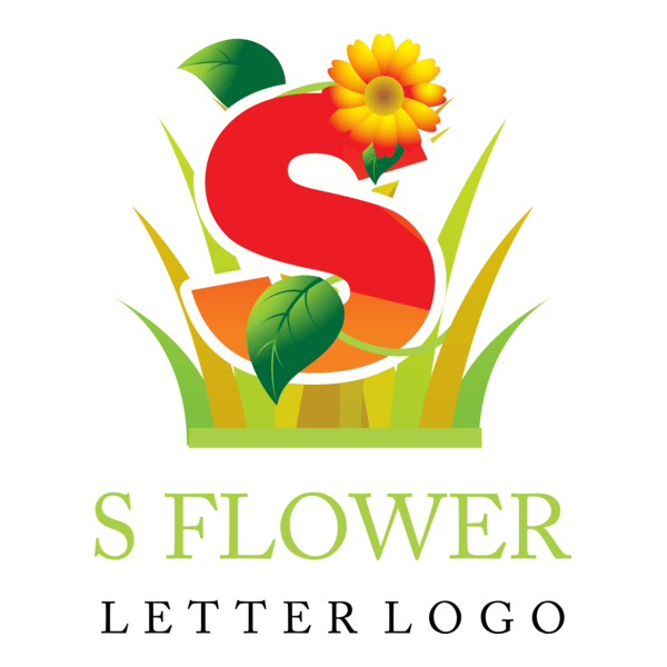 S Flower Green Grass Logo PNG Vector