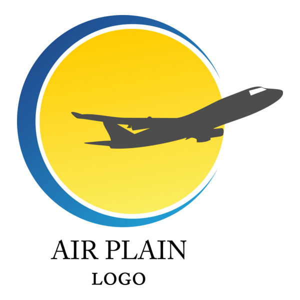 Sun Airplane Art Logo PNG Vector