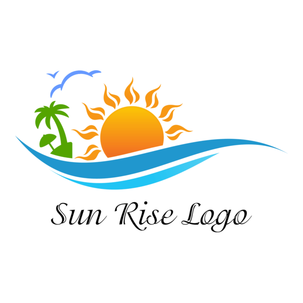 Sun Rise Water Beach Art Logo PNG Vector