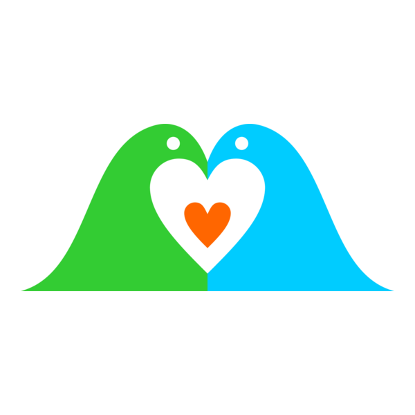 Two Love Birds Hearten Logo PNG Vector