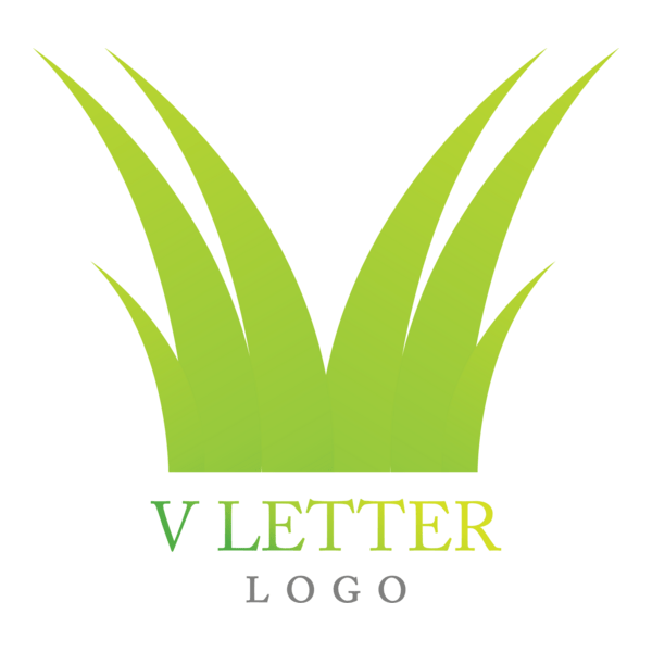 V Grass Letter Green Logo PNG Vector