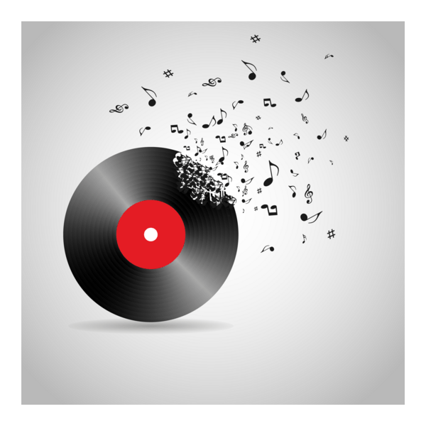 Vinyl Record Breaking Into Music Notes Logo PNG Vector