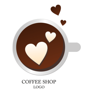 Coffee Cup Heart Logo PNG Vector