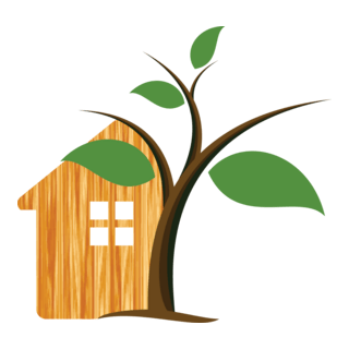 Green Tree House Construction Building Logo PNG Vector