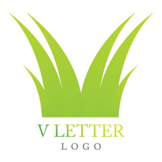 V Grass Letter Green Logo PNG Vector