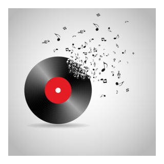 Vinyl Record Breaking Into Music Notes Logo PNG Vector