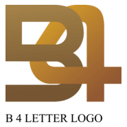 B4 Letter Design Logo PNG Vector