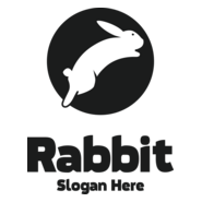Black & White Rabbit Logo PNG Vector