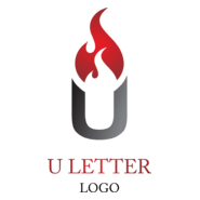 Fire U Letter Logo PNG Vector