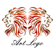 Lion Head Art Logo PNG Vector