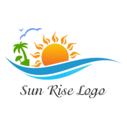 Sun Rise Water Beach Art Logo PNG Vector