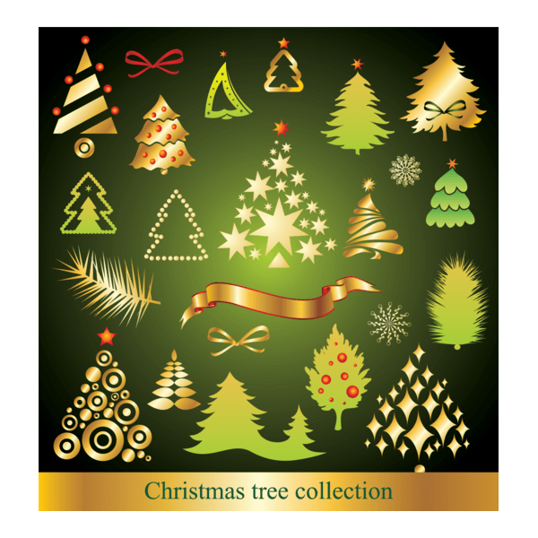 a variety cartoon christmas tree Logo PNG Vector