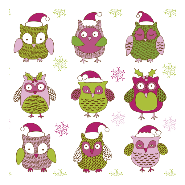 cartoon christmas owl pattern Logo PNG Vector