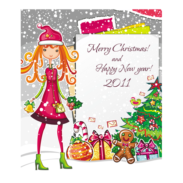 christmas cartoon girl Logo PNG Vector