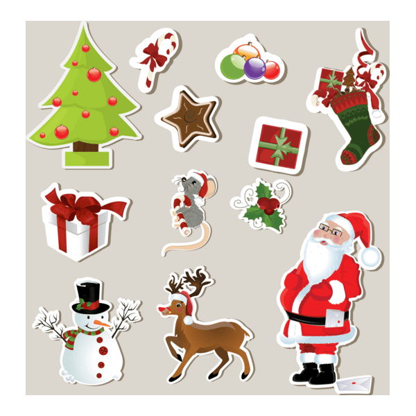 christmas stickers element Logo PNG Vector