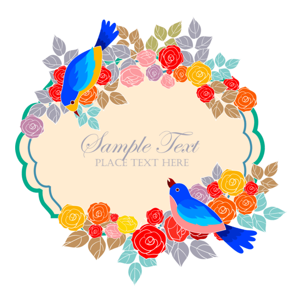 colorful roses birds decoration Logo PNG Vector