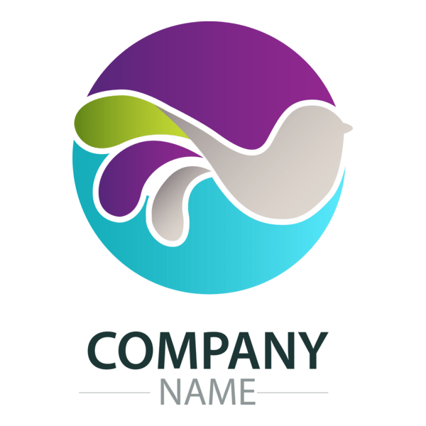 Colorful wave bird company Logo PNG Vector