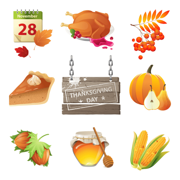 detailed thanksgiving icons set Logo PNG Vector