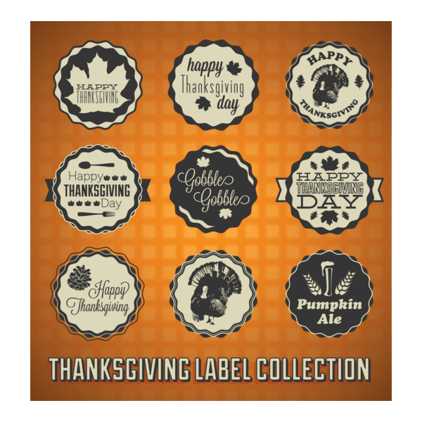 different vintage thanksgiving labels stamps Logo PNG Vector