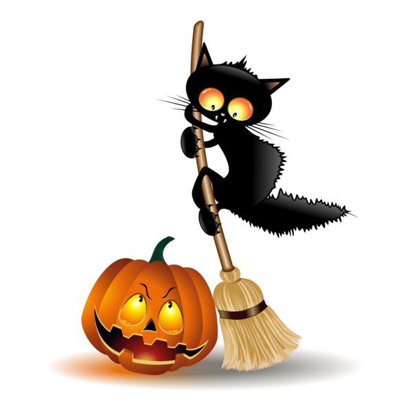 scarcy black cat halloween pumpkin Logo PNG Vector