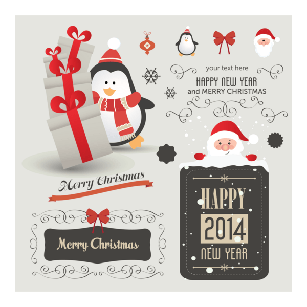 set christmas vintage elements Logo PNG Vector