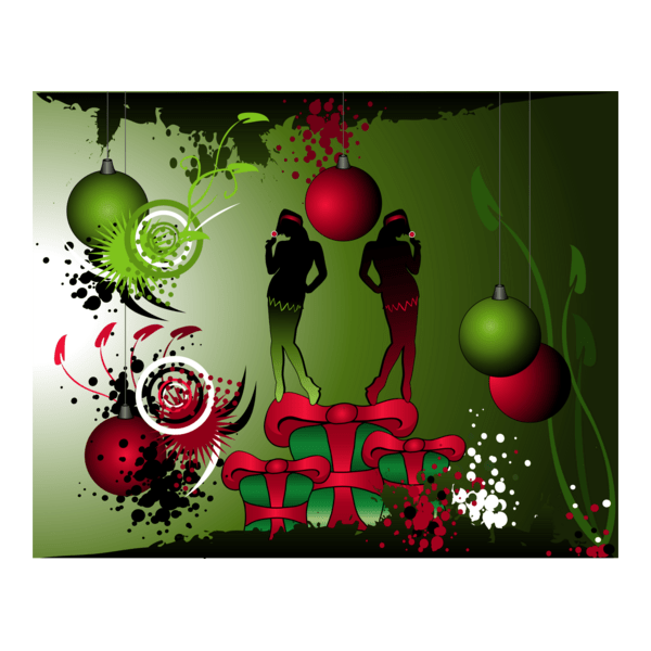 silhouette christmas girl green grunge christmas Logo PNG Vector