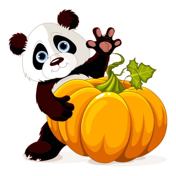thanksgiving cute little panda pumpkin Logo PNG Vector