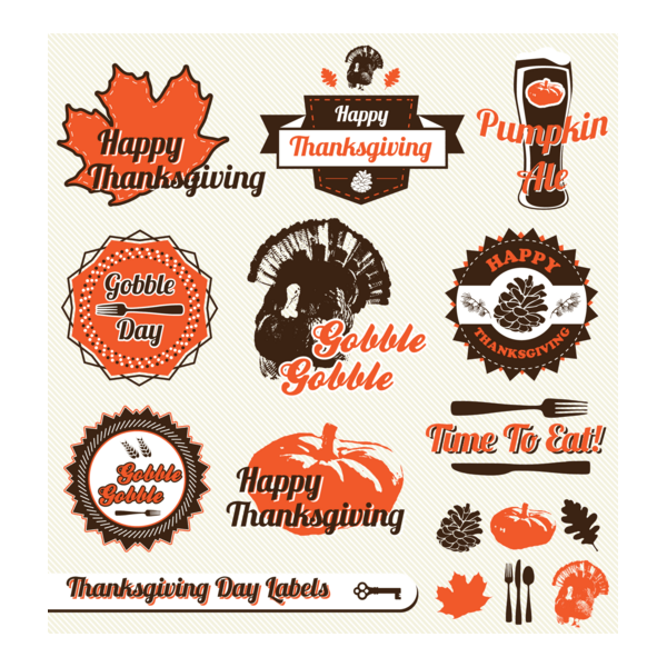 thanksgiving day vintage labels stickers Logo PNG Vector